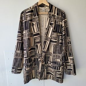 Vintage Silk Blazer Jacket Women's Size 10 Cream And Black